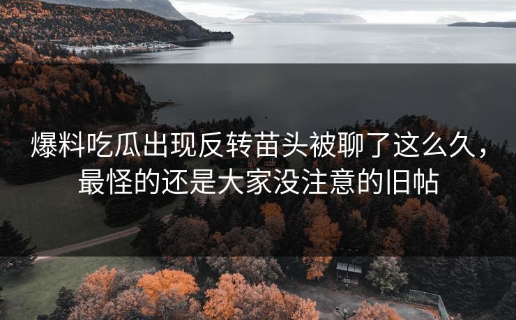 爆料吃瓜出现反转苗头被聊了这么久，最怪的还是大家没注意的旧帖